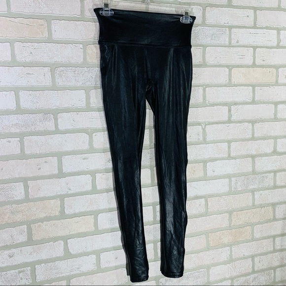 SPANX Black Faux Leather Leggings Size L - Picture 5 of 11